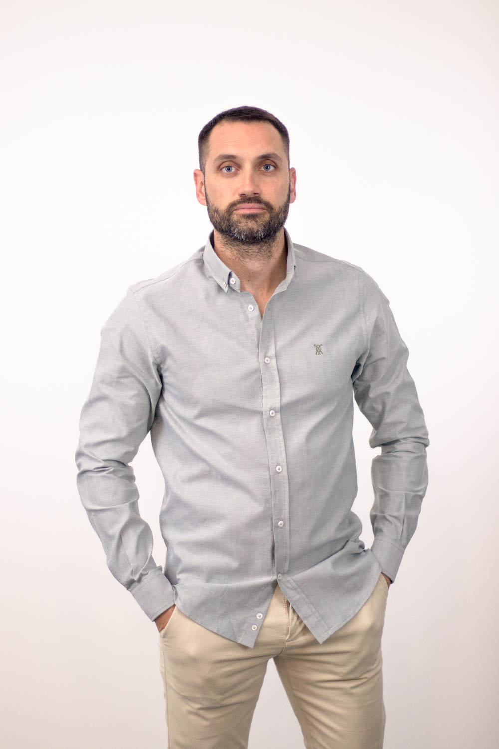 Camisa Oxford Verde Claro 100% Algodón